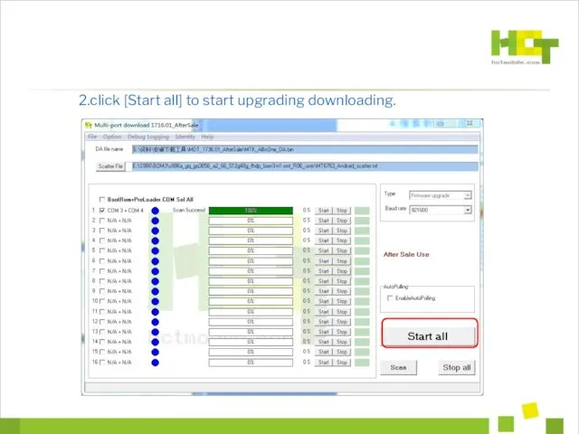 2.click [Start all] to start upgrading downloading.