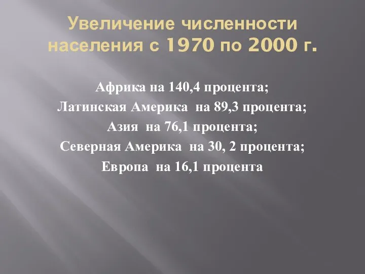 Увеличение численности населения с 1970 по 2000 г. Африка на