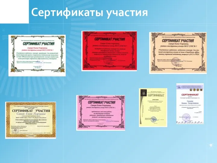 Сертификаты участия