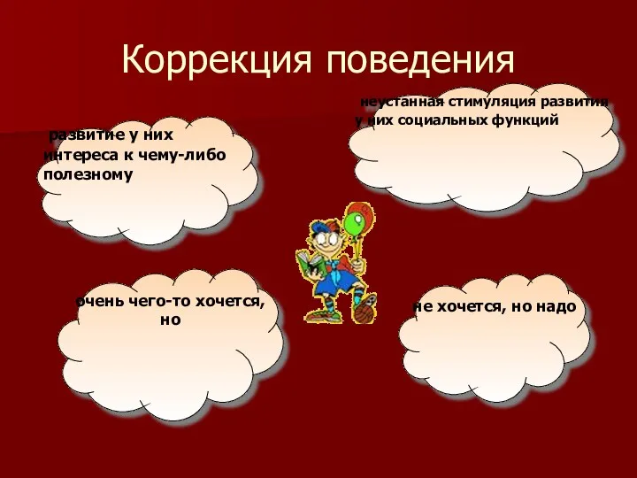 Коррекция поведения развитие у них интереса к чему-либо полезному очень