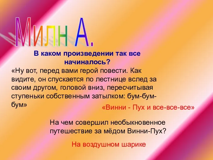 Милн А. На чем совершил необыкновенное путешествие за мёдом Винни-Пух?