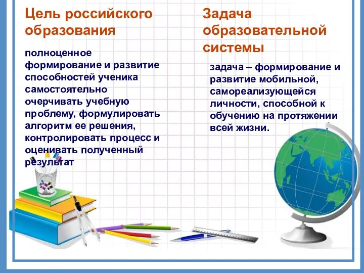 Цель российского образования полноценное формирование и развитие способностей ученика самостоятельно