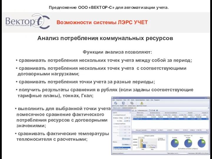 Анализ потребления коммунальных ресурсов Предложение ООО «ВЕКТОР-С» для автоматизации учета.