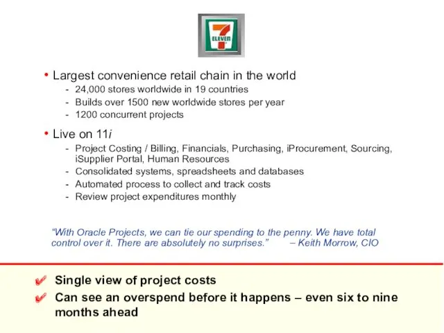 Largest convenience retail chain in the world 24,000 stores worldwide