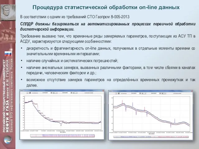 Процедура статистической обработки on-line данных В соответствии с одним из требований СТО Газпром