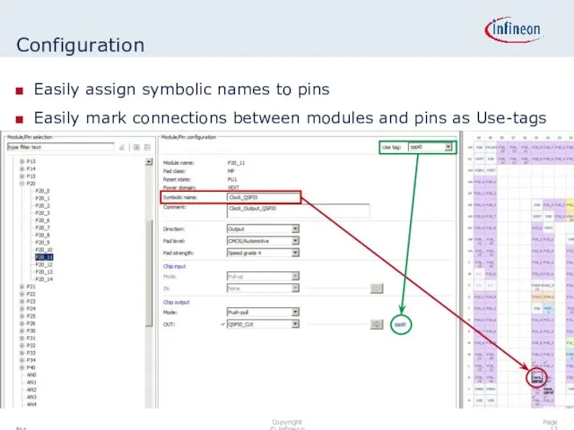 Configuration Easily assign symbolic names to pins Easily mark connections between modules and