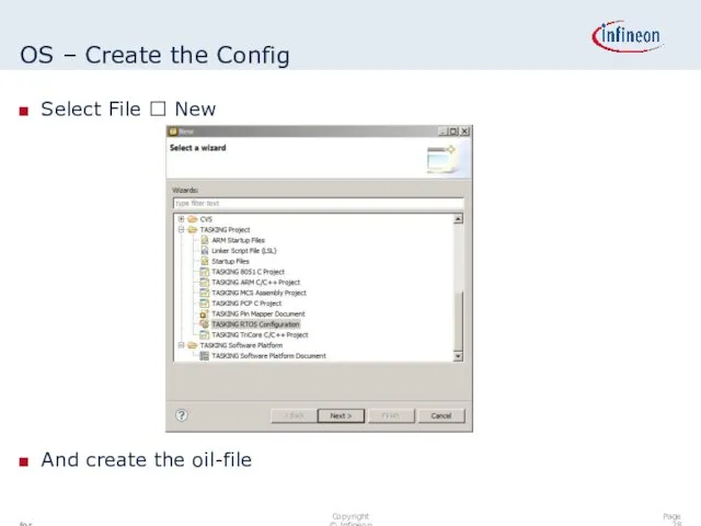 OS – Create the Config Select File ? New And create the oil-file