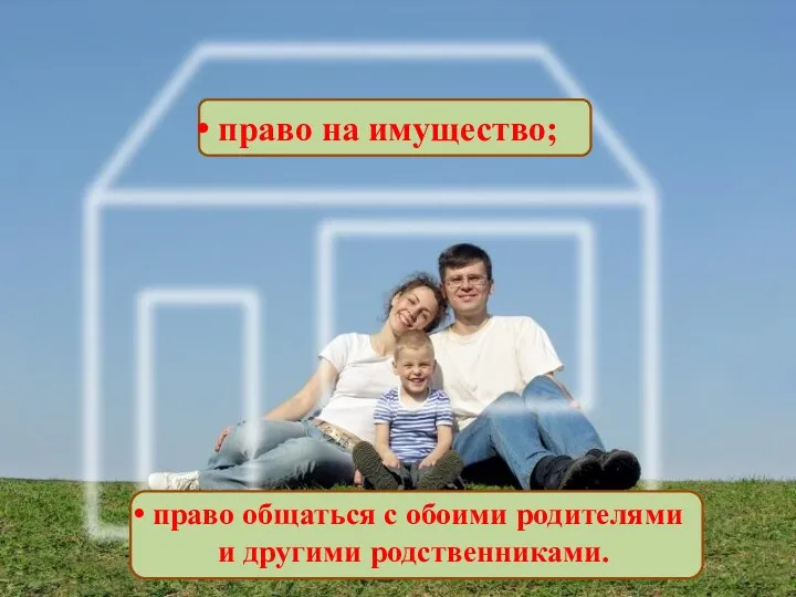 право на имущество; право общаться с обоими родителями и другими родственниками.