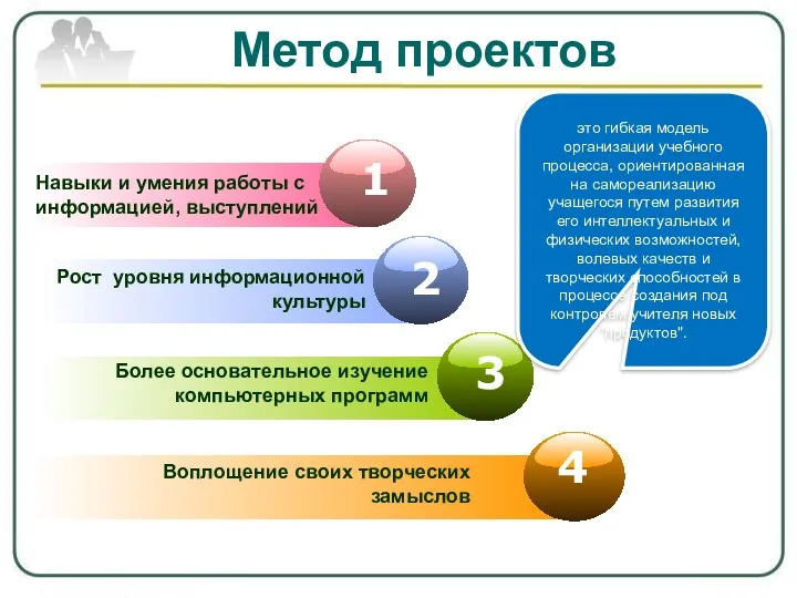 Навыки и умения работы с информацией, выступлений Рост уровня информационной культуры Более основательное