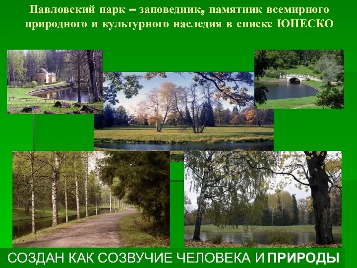 Павловский парк – заповедник, памятник всемирного природного и культурного наследия