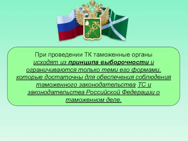 При проведении ТК таможенные органы исходят из принципа выборочности и