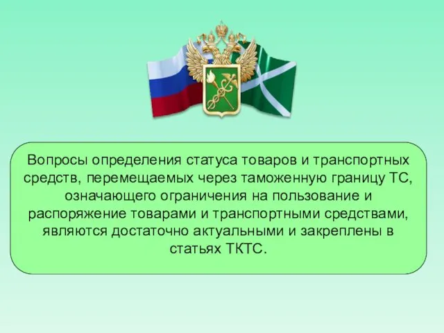 Вопросы определения статуса товаров и транспортных средств, перемещаемых через таможенную