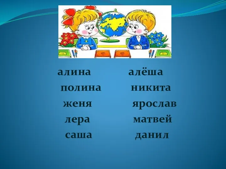 алина алёша полина никита женя ярослав лера матвей саша данил