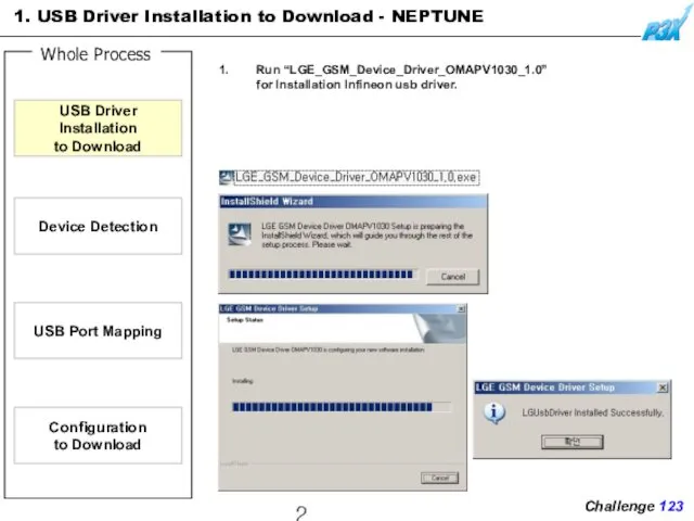 1. USB Driver Installation to Download - NEPTUNE Run “LGE_GSM_Device_Driver_OMAPV1030_1.0”