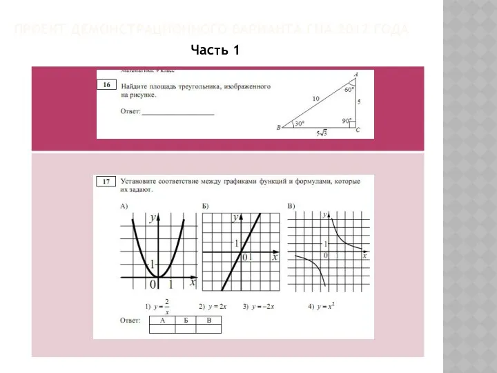 ПРОЕКТ ДЕМОНСТРАЦИОННОГО ВАРИАНТА ГИА 2012 ГОДА Часть 1