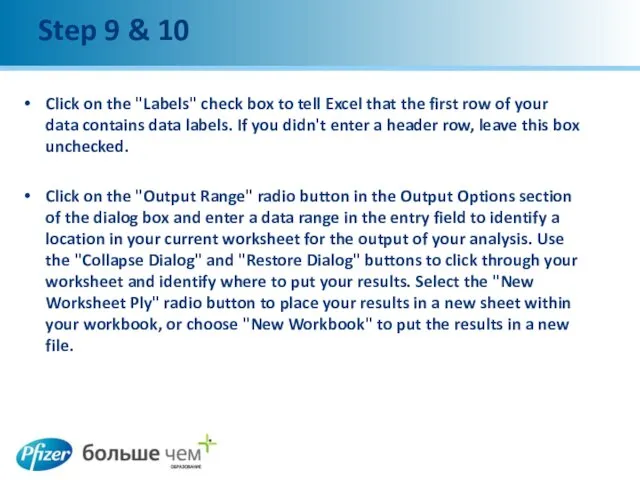 Step 9 & 10 Click on the "Labels" check box