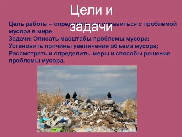Цель работы – определить как справиться с проблемой мусора в