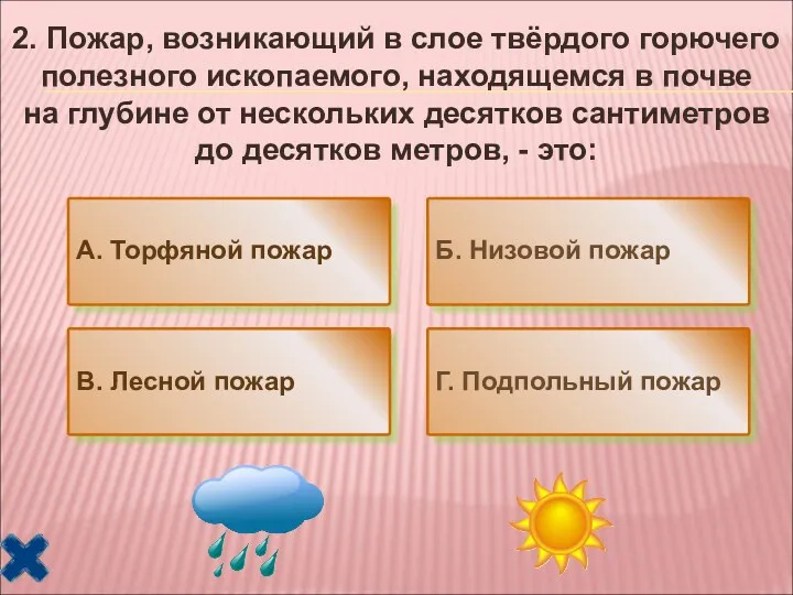 2. Пожар, возникающий в слое твёрдого горючего полезного ископаемого, находящемся