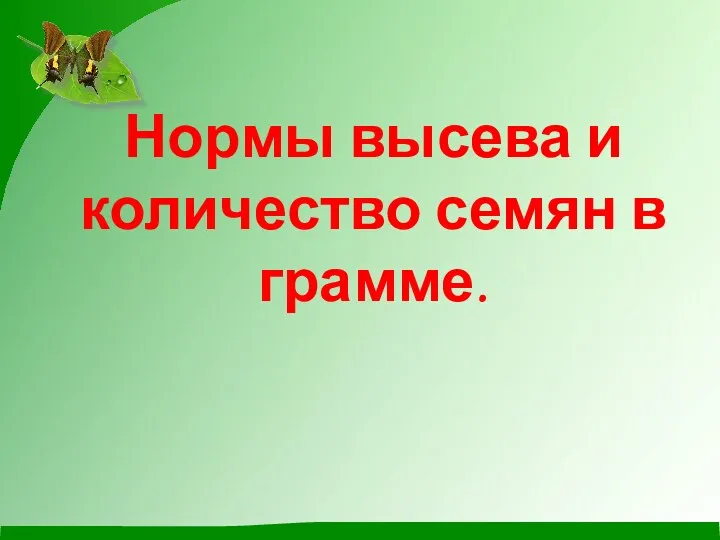 Нормы высева и количество семян в грамме.