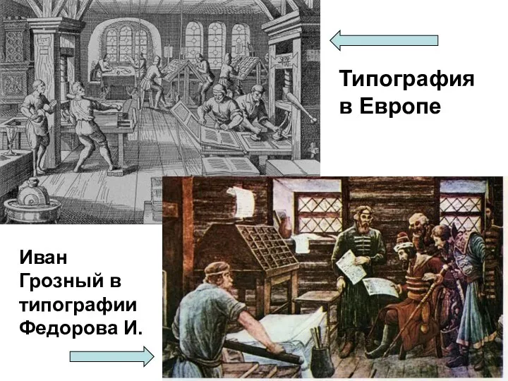 Иван Грозный в типографии Федорова И. Типография в Европе