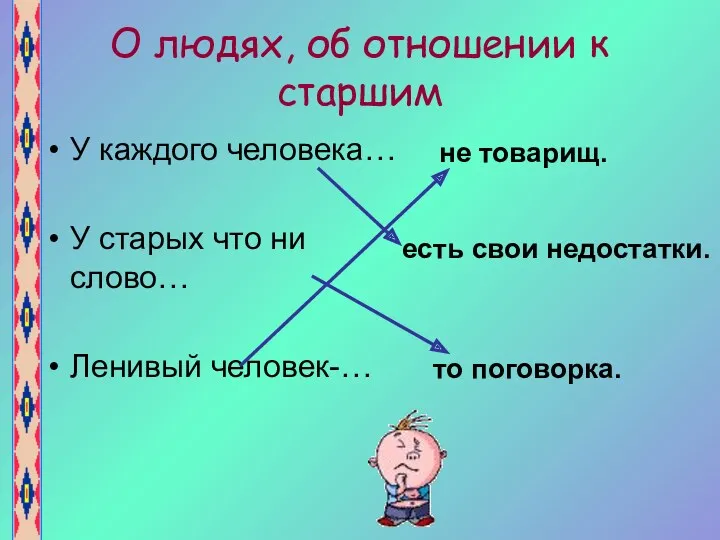 О людях, об отношении к старшим У каждого человека… У старых что ни