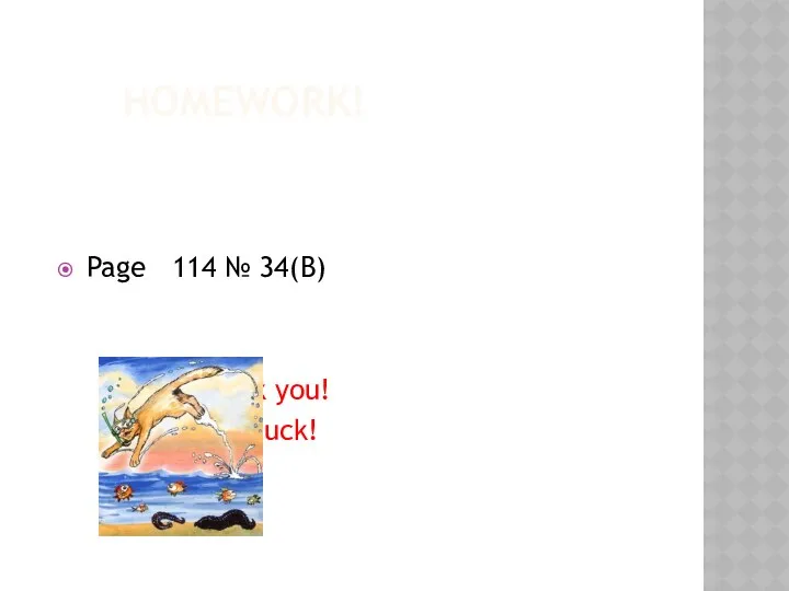 Homework! Page 114 № 34(В) Thank you! Good luck!