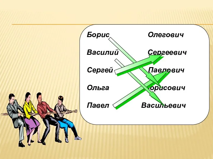 Борис Олегович Василий Сергеевич Сергей Павлович Ольга Борисович Павел Васильевич