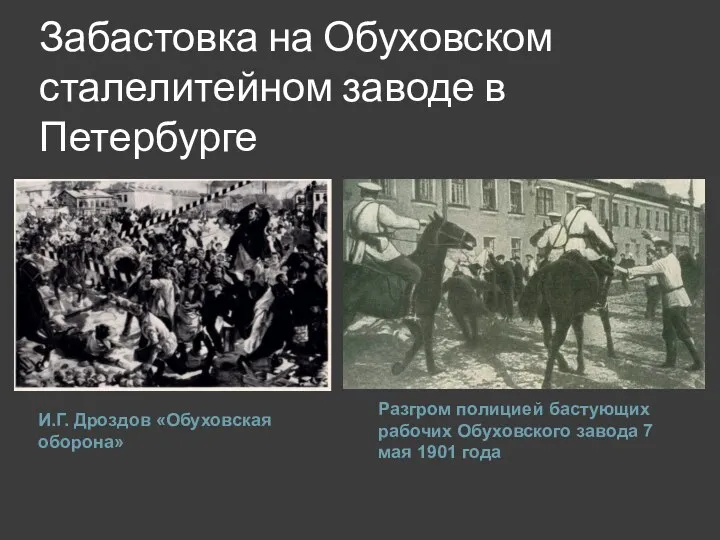 Забастовка на Обуховском сталелитейном заводе в Петербурге Разгром полицией бастующих