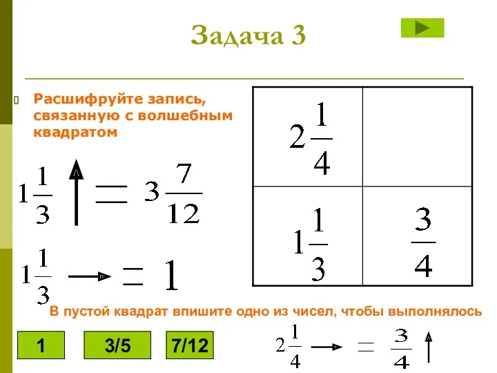 Задача 3 Расшифруйте запись, связанную с волшебным квадратом В пустой