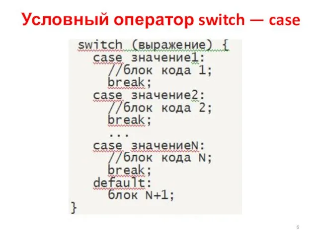 Условный оператор switch — case