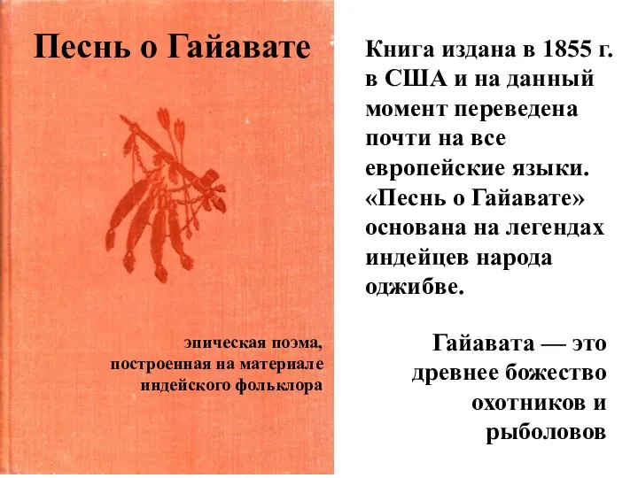 Песнь о Гайавате Книга издана в 1855 г. в США