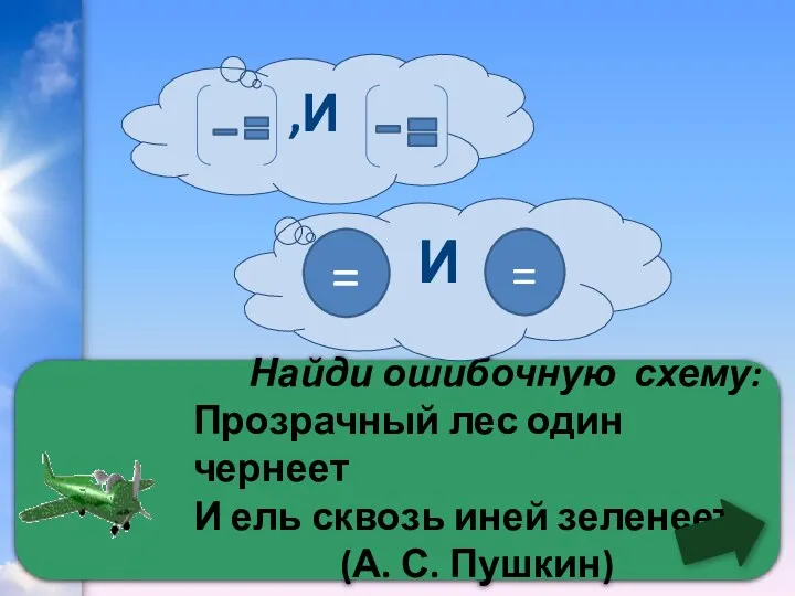 Найди ошибочную схему: Прозрачный лес один чернеет И ель сквозь