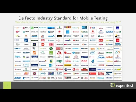 De Facto Industry Standard for Mobile Testing Worldwide customer base