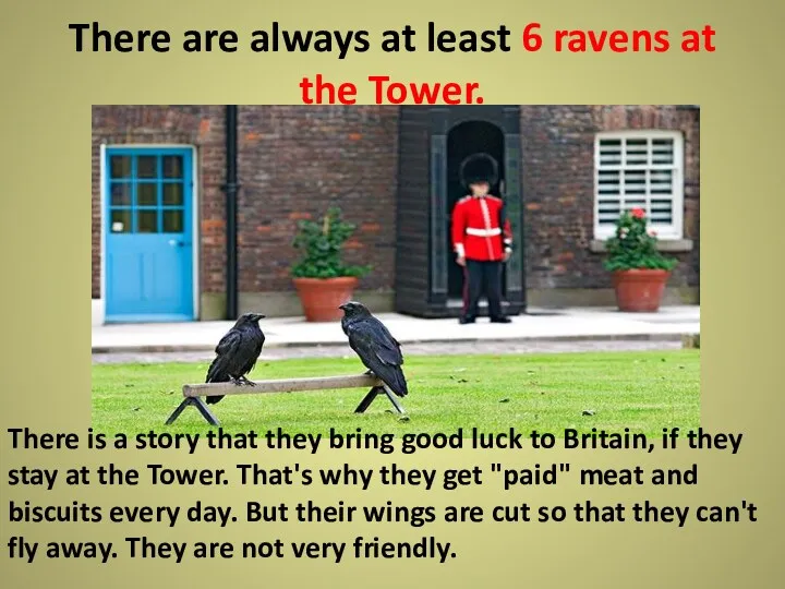 There are always at least 6 ravens at the Tower.