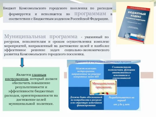 Бюджет Комсомольского городского поселения по расходам формируется и исполняется по программам в соответствии