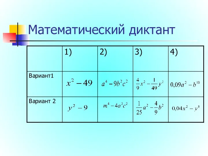 Математический диктант