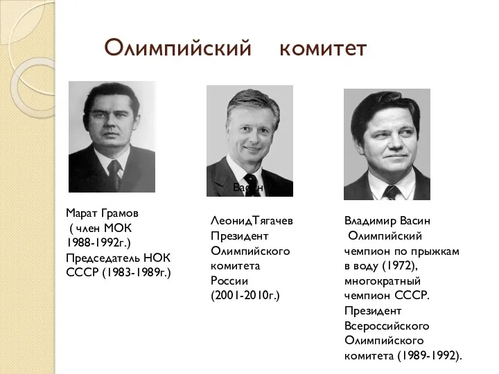 Олимпийский комитет Марат Грамов ( член МОК 1988-1992г.) Председатель НОК