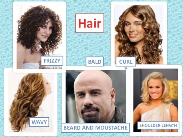 Hair FRIZZY CURLY WAVY SHOULDER-LENGTH BEARD AND MOUSTACHE BALD