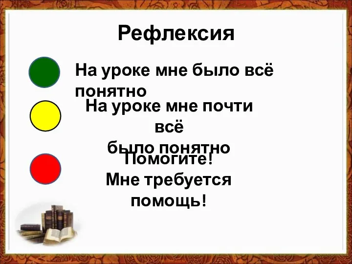 Рефлексия На уроке мне было всё понятно На уроке мне