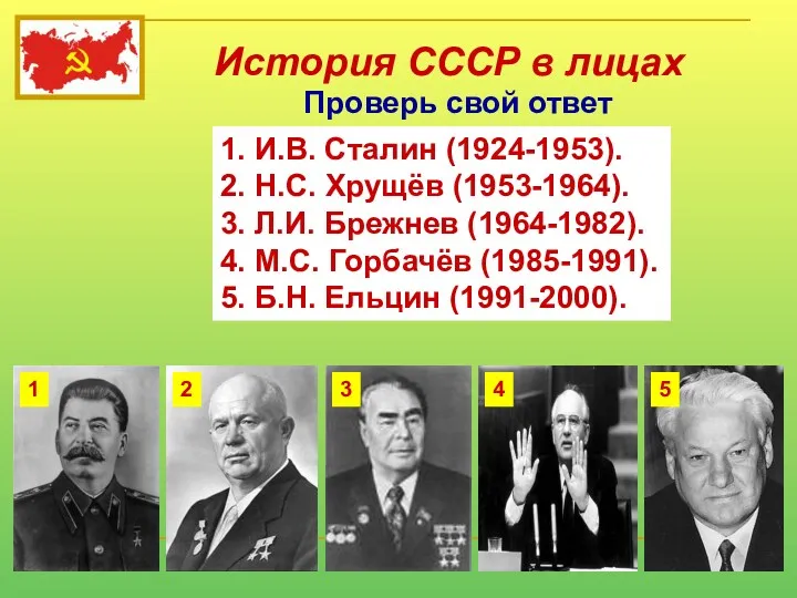 История СССР в лицах Проверь свой ответ 1 2 3