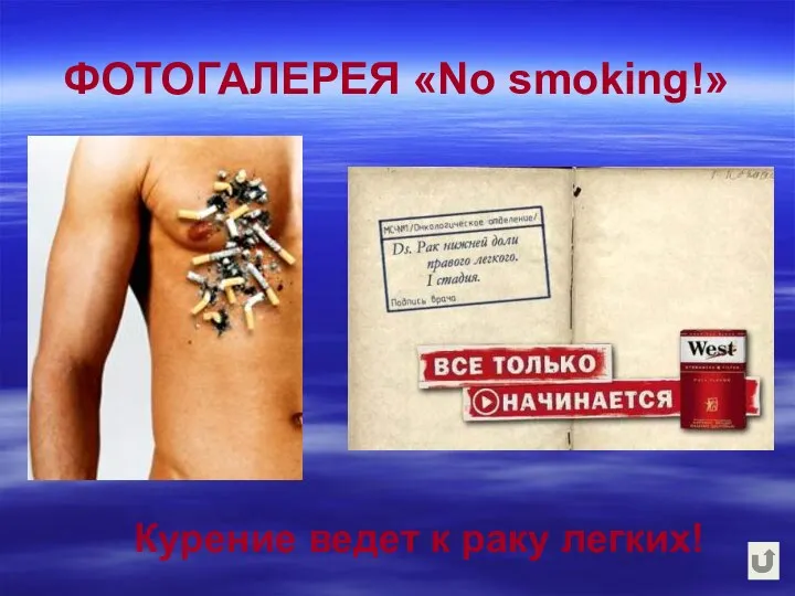 ФОТОГАЛЕРЕЯ «No smoking!» Курение ведет к раку легких!
