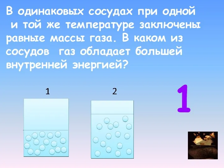 1 В одинаковых сосудах при одной и той же температуре