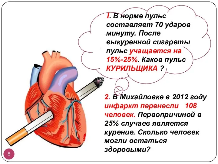 2. В Михайловке в 2012 году инфаркт перенесли 108 человек.