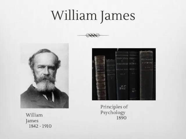 William James William James 1842 - 1910 Principles of Psychology 1890