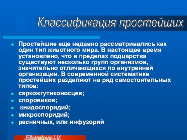 Простейшие еще недавно рассматривались как один тип животного мира. В настоящее время установлено,