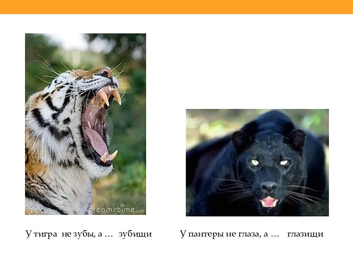 У тигра не зубы, а … У пантеры не глаза, а … зубищи глазищи