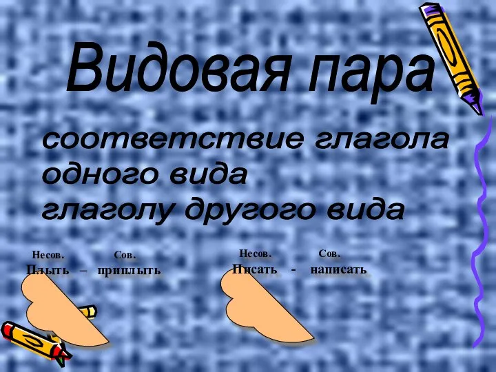 Видовая пара соответствие глагола одного вида глаголу другого вида Несов.