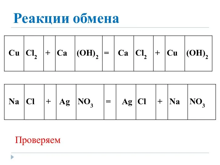 Реакции обмена Проверяем