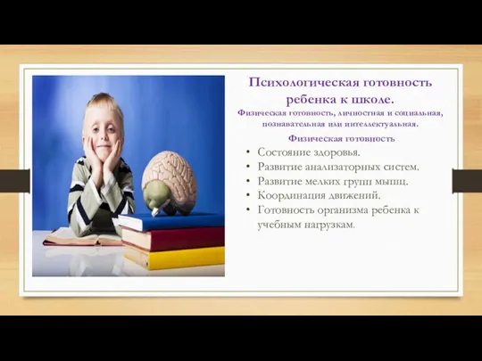 Психологическая готовность ребенка к школе. Физическая готовность, личностная и социальная, познавательная или интеллектуальная.