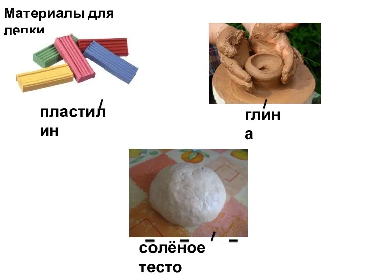 Материалы для лепки пластилин глина солёное тесто